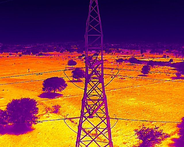Thermal scan of a transmission tower